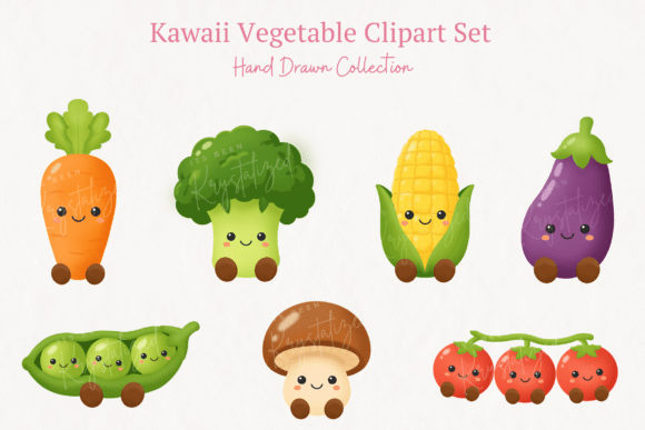 Download Kawaii Vegetable Clipart Bundle - Vegetable Collection