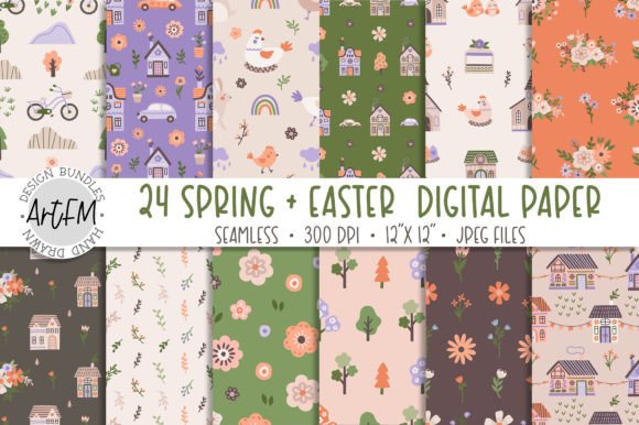 Download Spring Digital Paper | Easter Pattern - Digital paper Collection