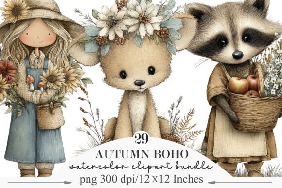 Download Cute Autumn Boho Whimsical Clipart - Clipart Collection