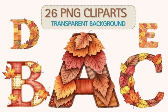 Download Autumn Watercolor Leaf Alphabet Clipart - Clipart Collection