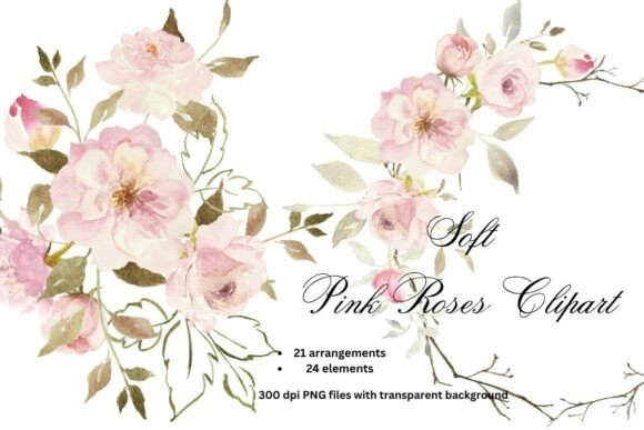 Download Soft Pink Roses Watercolor Clipart PNG - Clipart Collection