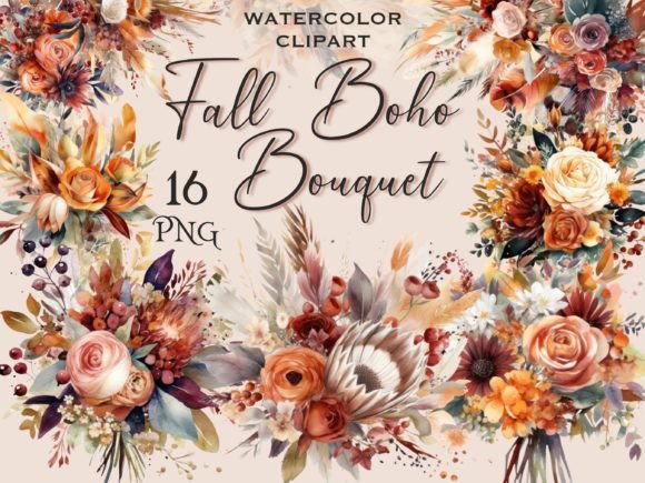 Download Fall Boho Bouquet, Flower Clipart - Flower Collection
