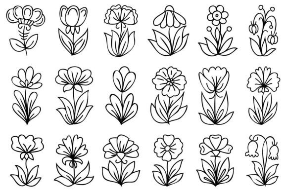 Download Line Art Hand Drawn Flowers - Flower Collection