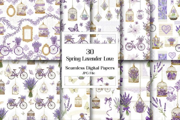 Download Spring Lavender Love Digital Paper - Digital paper Collection
