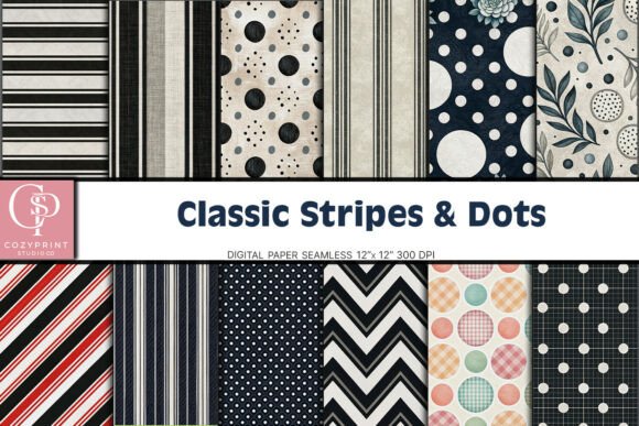 Download Classic Stripes &amp; Dots Digital Paper - Digital paper Collection