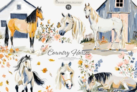 Download Horse Clipart, Country Horses Set - Clipart Collection