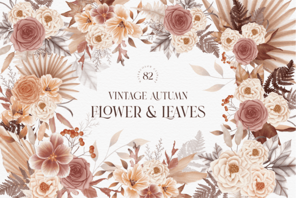 Download Vintage Autumn Flower Leaves Collection - Flower Collection