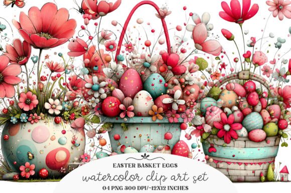 Download Whimsical Easter Basket Eggs Clipart - Clipart Collection