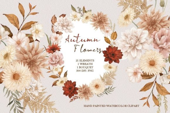 Download Watercolor Autumn Flower Clipart - Flower Collection