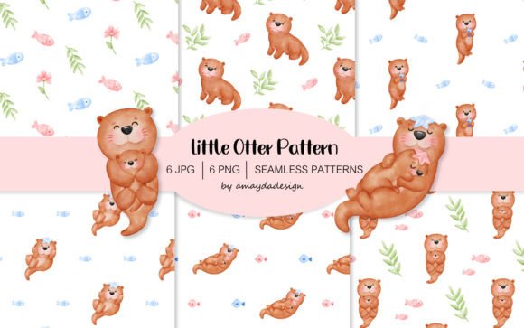 Download Cute Otters Patterns Digital Paper - Digital paper Collection