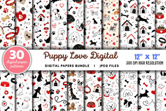 Download Puppy Love Digital Paper Bundle - Digital paper Collection