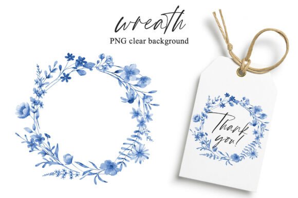 Download Wreath Blue Flowers and Leaves, Png - Flower Collection