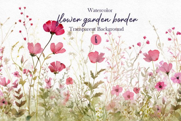 Download Watercolor Wild Flower Garden Border Png - Flower Collection