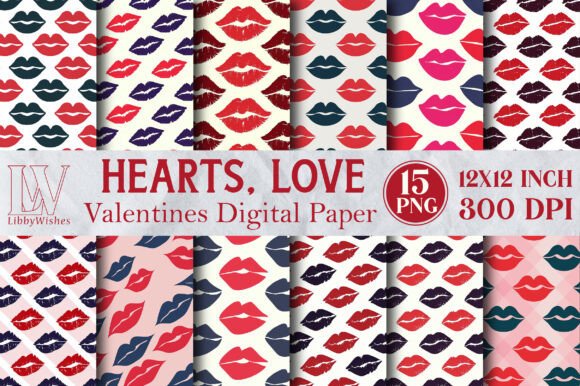Download Kisses, XOXO, Love Digital Paper - Digital paper Collection