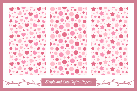 Download Seamless Dots Hearts Stars Digital Paper - Digital paper Collection