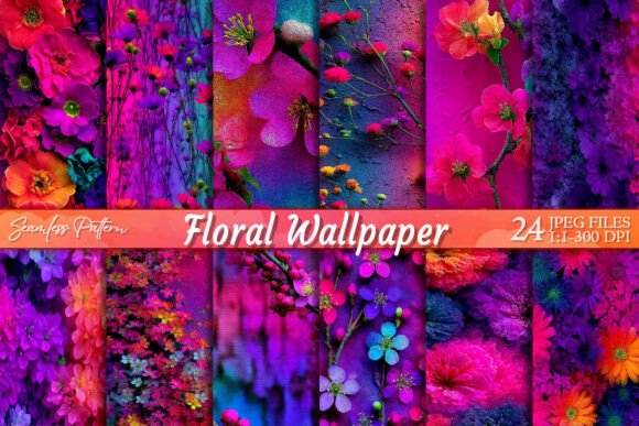 Download Neon Floral Wallpaper Seamless Pattern - Wallpaper Collection