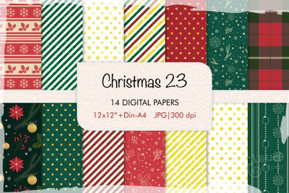 Download Christmas 23 Digital Papers - Digital paper Collection