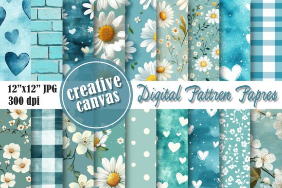 Download Blue Floral Digital Paper Bundle - Digital paper Collection
