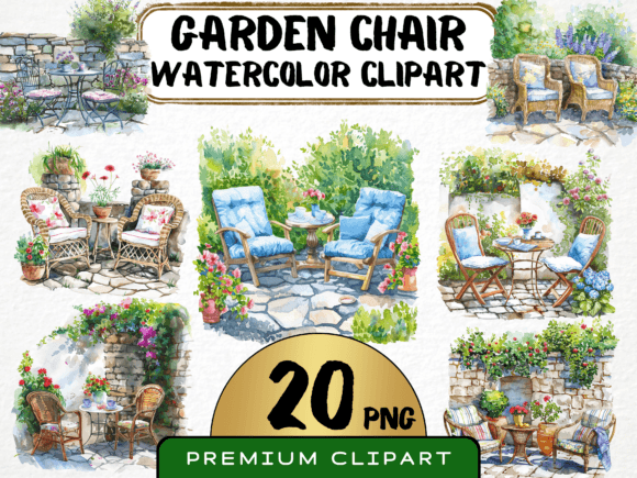 Download Watercolor Garden Chairs Clipart - Clipart Collection