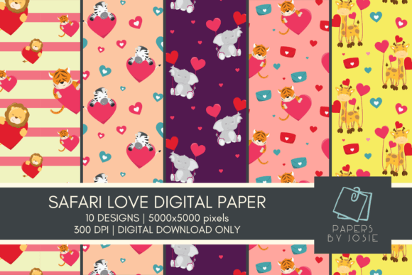 Download Safari Animal in Love Digital Paper - Digital paper Collection