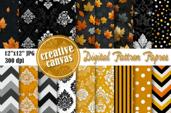 Download Autumn &amp; Polka Dot Digital Paper Bundle - Digital paper Collection