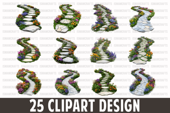 Download Flower Garden Pathway Isolated Clipart - Flower Collection