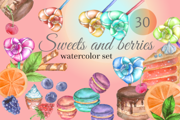 Download Watercolor Clipart of Sweets and Berries - Clipart Collection