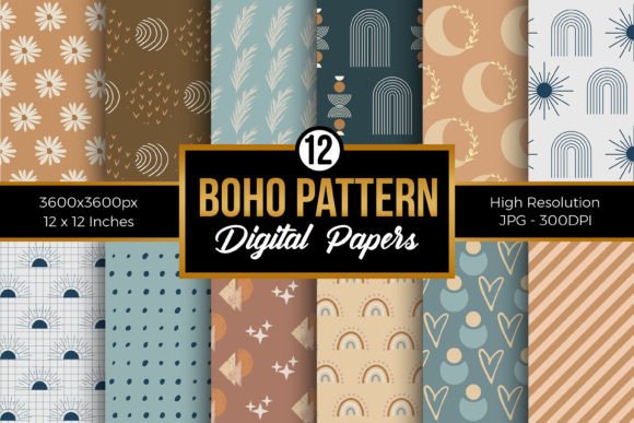 Download Boho Pattern Digital Papers Pack - Digital paper Collection