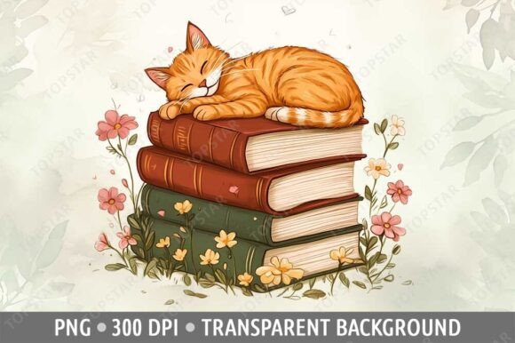 Download Sleeping Cat Old Books Flower Garden Art - Flower Collection