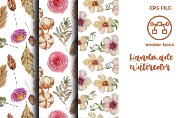 Download Boho Flower Pattern Watercolor Series - Flower Collection