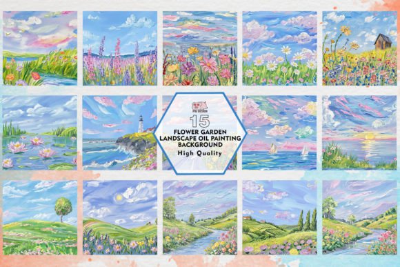 Download Flower Garden Landscape Oil Painting - Flower Collection