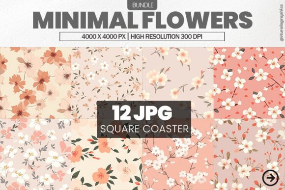 Download Minimal Flowers Square Coaster Bundle - Flower Collection
