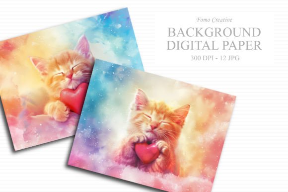 Download Feline Love Digital Paper - Digital paper Collection
