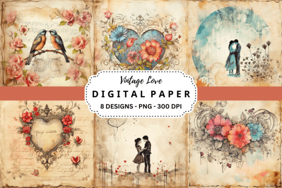 Download Vintage Love Digital Paper - Digital paper Collection