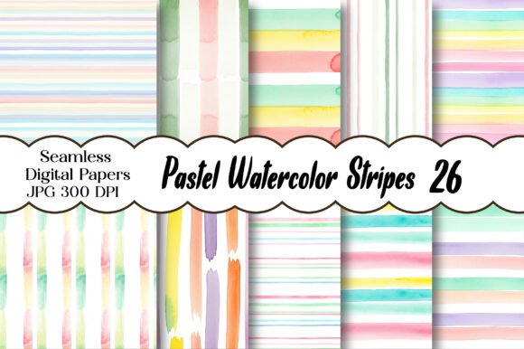 Download Pastel Watercolor Stripes Digital Paper - Digital paper Collection