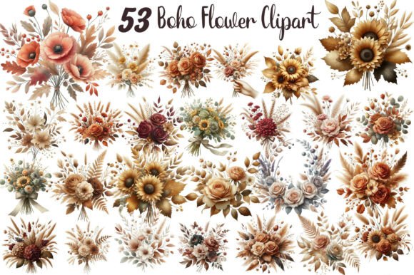 Download Fall Boho Bouquet, Flower Clipart - Flower Collection