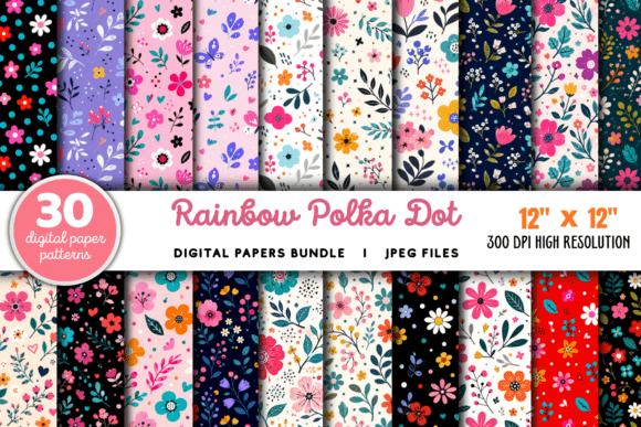 Download Rainbow Polka Dot Digital Paper Bundle - Digital paper Collection