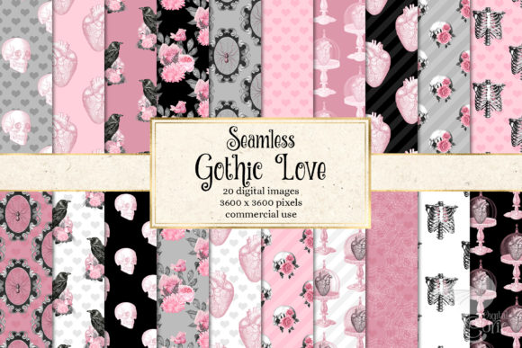 Download Gothic Love Digital Paper - Digital paper Collection