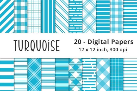 Download Turquoise Blue Stripes Digital Paper - Digital paper Collection