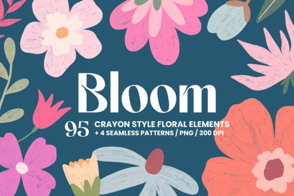 Download Bloom - Crayon Pencil Hand Drawn Flowers - Flower Collection