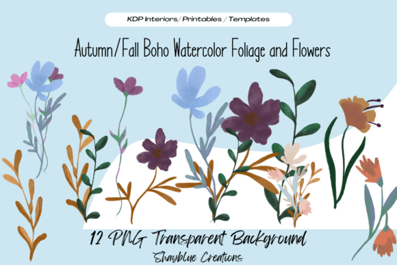 Download Autumn/Fall Boho Foliage Flowers Clipart - Flower Collection