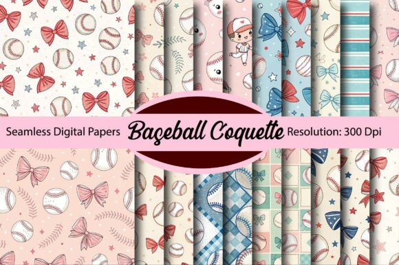 Download BASEBALL COQUETTE Digital Paper - Digital paper Collection