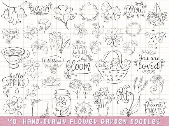 Download Hand Drawn Flower Garden, Spring Floral - Flower Collection