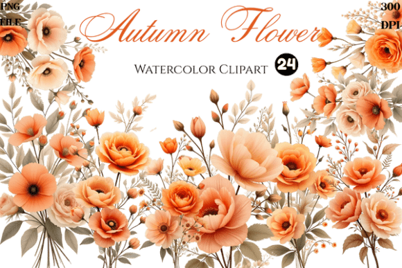 Download Watercolor Autumn Flower Cliparts Bundl - Flower Collection