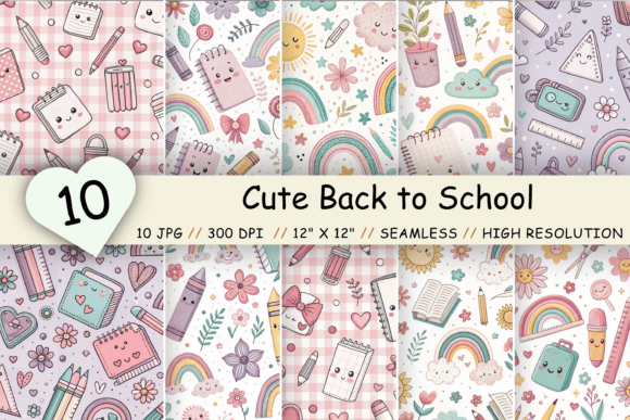 Download Cute Back to School Digital Paper Bundle - Digital paper Collection