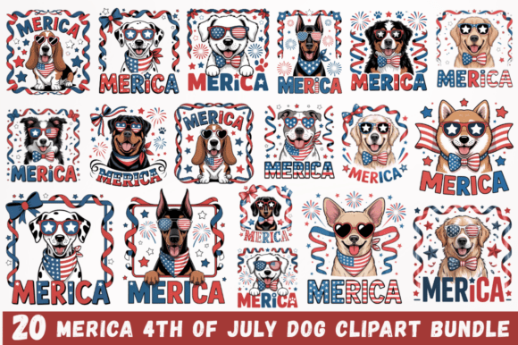 Download Merica 4th of July Dog Clipart Designs B - Clipart Collection