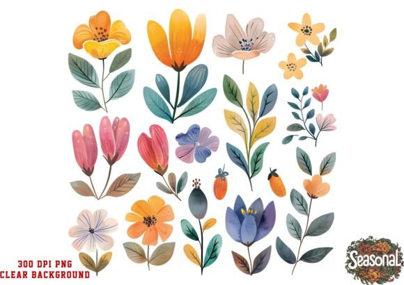 Download Cute Cartoon Autumn Flowers Clipart - Flower Collection