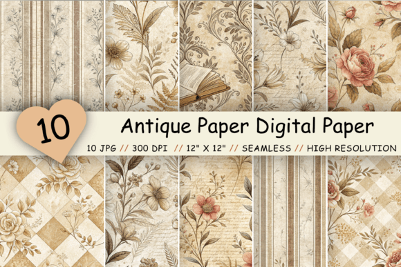 Download Antique Paper Digital Paper Pack - Digital paper Collection