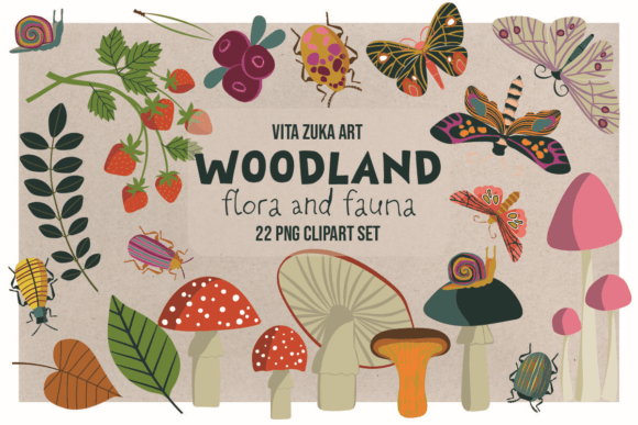 Download Woodland Flora &amp; Fauna Clipart Set - Clipart Collection