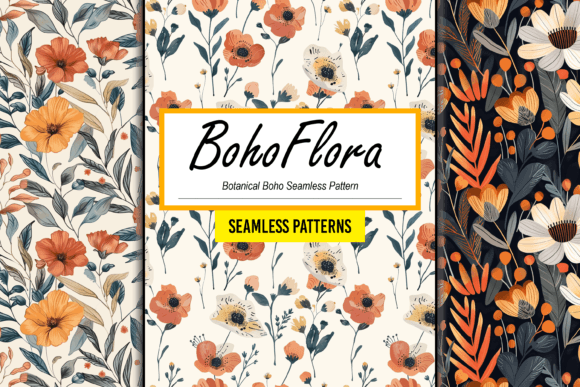 Download Botanical Boho Flower Seamless Pattern - Flower Collection
